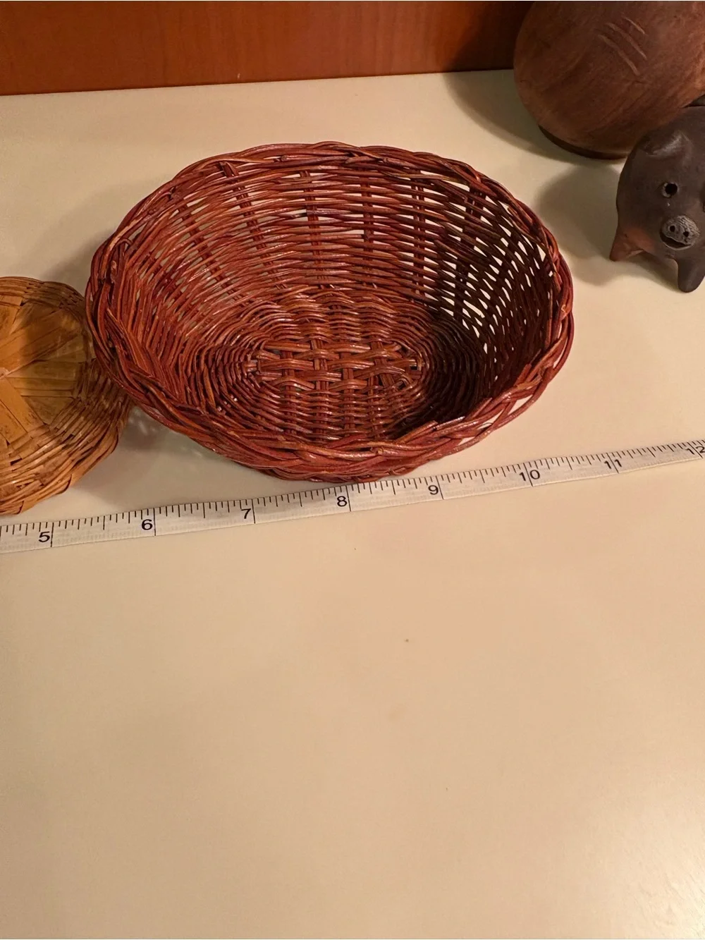 Super Cute Mini Handwoven Natural and Brown Wicker Basket Set Clean Pet/Smoke-fr